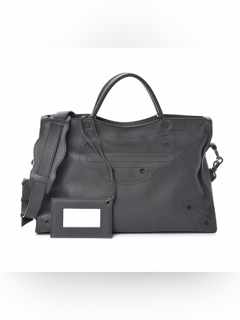 BALENCIAGA
Veau Soyeux Perforated Blackout
Hardware City Gris Fossile